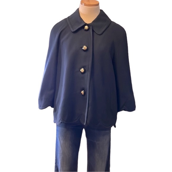 Florence Broadhurst for Kate Spade Buttoned Coat, Navy Blue, size 8 - Picture 3 of 15